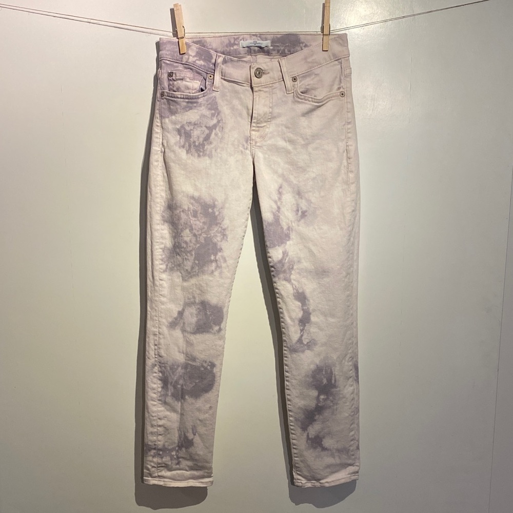7 For All Mankind Purple Tie Dye Jeans - Size 25 - Picture 2 of 6